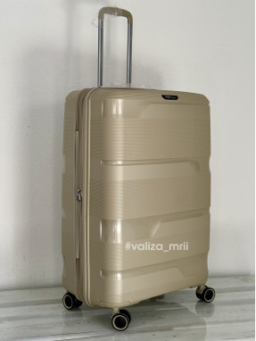 Валіза з поліпропілену - великий розмір - V&V Travel 8023 - шампань