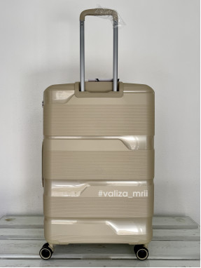 Валіза з поліпропілену - великий розмір - V&V Travel 8023 - шампань