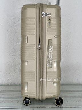 Валіза з поліпропілену - великий розмір - V&V Travel 8023 - шампань