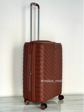 Валіза з поліпропілену - середній розмір - V&V Travel 8025 - рудий