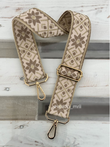 Ремінець для сумки Virginia Conti R_flowers_gold - світлий тауп