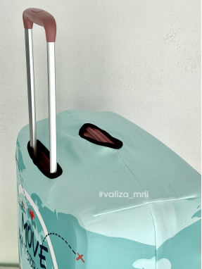 Плотный чехол на чемодан - большой размер - "Города - мятные"