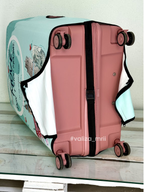 Плотный чехол на чемодан - большой размер - "Города - мятные"