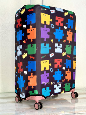 Плотный чехол на чемодан - большой размер - "Пазлы"