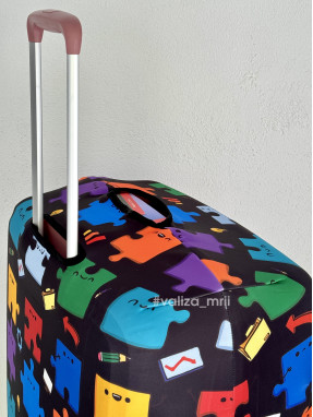 Плотный чехол на чемодан - большой размер - "Пазлы"