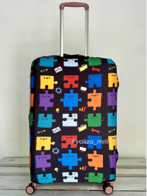 Плотный чехол на чемодан - большой размер - "Пазлы"