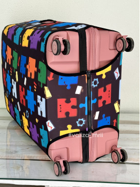 Плотный чехол на чемодан - большой размер - "Пазлы"