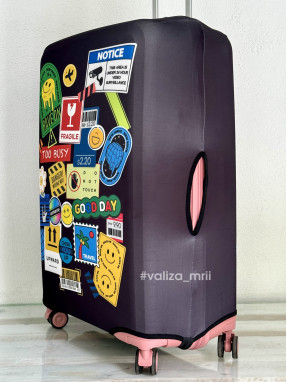 Плотный чехол на чемодан - большой размер - "Марки"