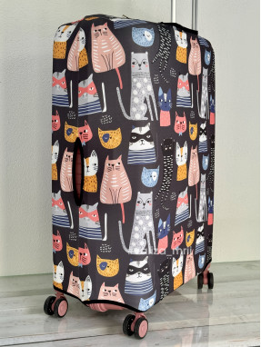 Плотный чехол на чемодан - большой размер - "Котики"