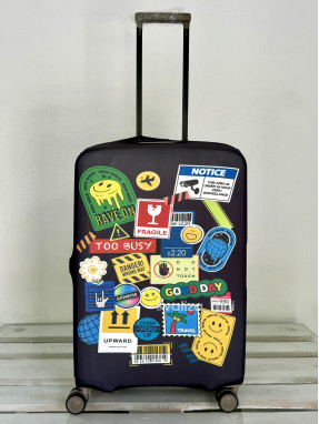 Щільний чохол на валізу - середній розмір - "Марки"