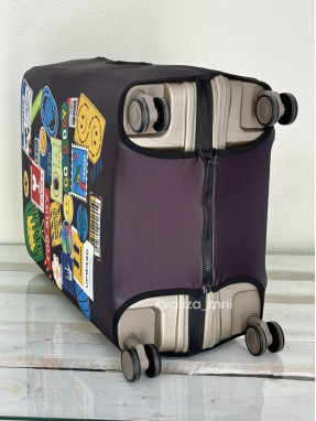 Плотный чехол на чемодан - средний размер - "Марки"