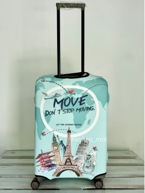 Плотный чехол на чемодан - средний размер - "Города-мятные"