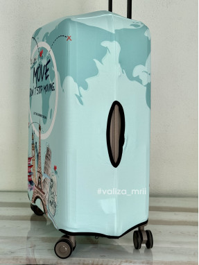 Плотный чехол на чемодан - средний размер - "Города-мятные"