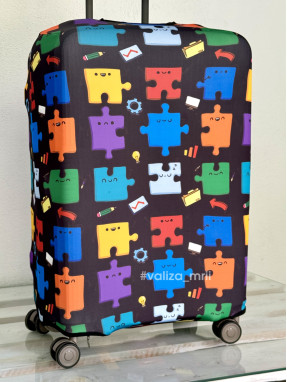 Плотный чехол на чемодан - средний размер - "Пазлы"