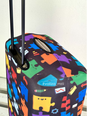 Плотный чехол на чемодан - средний размер - "Пазлы"