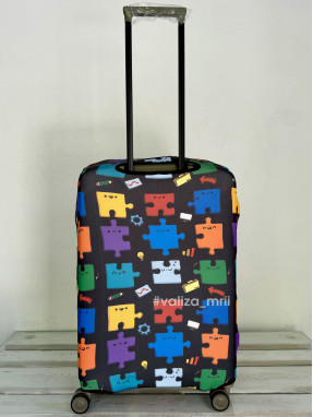 Плотный чехол на чемодан - средний размер - "Пазлы"