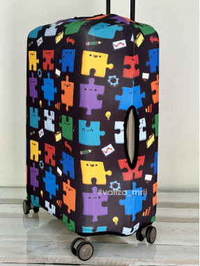 Плотный чехол на чемодан - средний размер - "Пазлы"