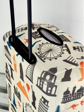 Плотный чехол на чемодан - средний размер - "Города-бежевые"