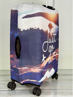 Плотный чехол на чемодан - средний размер - "Just go"