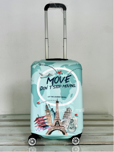 Плотный чехол на чемодан - ручная кладь - "Города-мятные"
