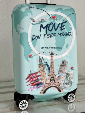 Плотный чехол на чемодан - ручная кладь - "Города-мятные"