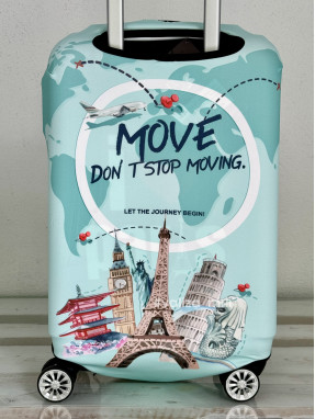 Плотный чехол на чемодан - ручная кладь - "Города-мятные"