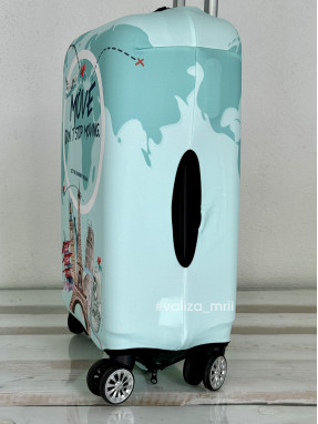Плотный чехол на чемодан - ручная кладь - "Города-мятные"