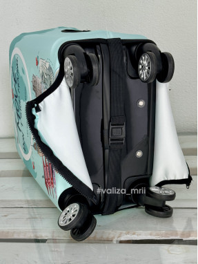 Плотный чехол на чемодан - ручная кладь - "Города-мятные"
