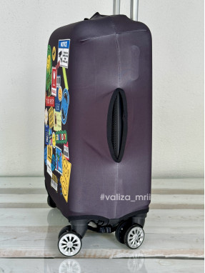 Плотный чехол на чемодан - ручная кладь - "Марки"