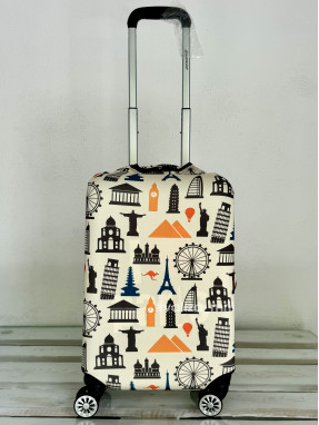Щільний чохол на валізу - ручна поклажа - "Міста-бежеві"