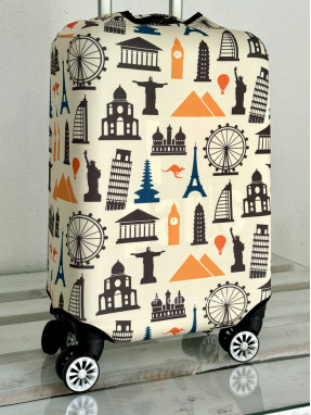Щільний чохол на валізу - ручна поклажа - "Міста-бежеві"