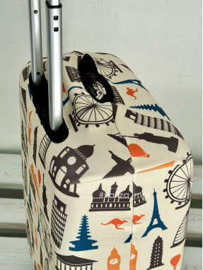 Щільний чохол на валізу - ручна поклажа - "Міста-бежеві"