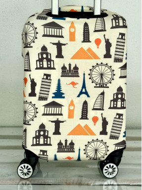 Щільний чохол на валізу - ручна поклажа - "Міста-бежеві"