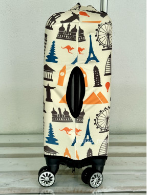 Щільний чохол на валізу - ручна поклажа - "Міста-бежеві"