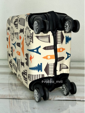 Щільний чохол на валізу - ручна поклажа - "Міста-бежеві"