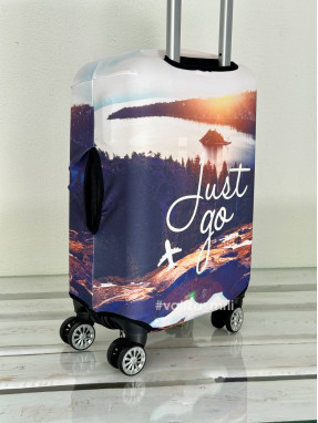 Плотный чехол на чемодан - ручная кладь - "Just go"